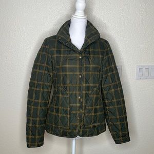 Eddie Bauer Sz Sm Year Round Field Jacket. Olive Green, Plaid